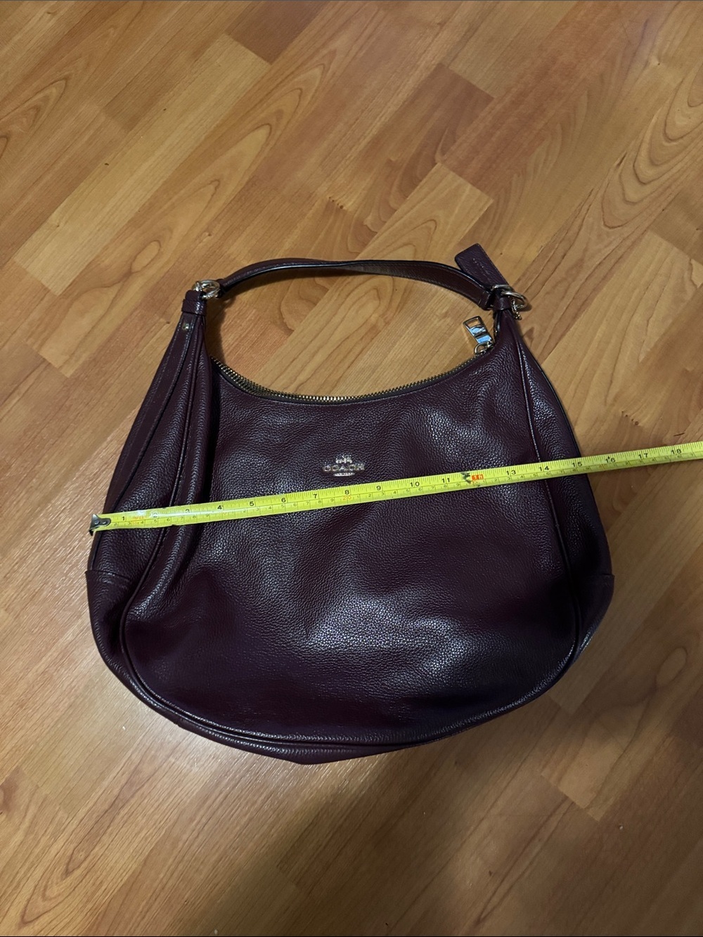 Coach Burgundy Pebbled Leather Shoulder Hobo with Gold Hardware - Picture 9 of 9